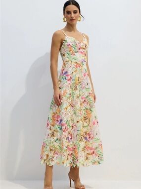 Violet Floral Embroidered Lace Midi Dress - From Sunfere sizes M & XL